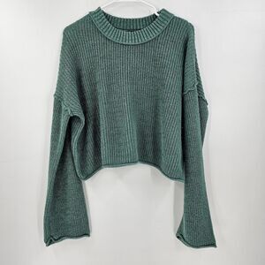 Wild fable sweater crop Light Blue green Top wide sleeve long knit xxl xl